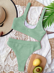 Hazel Blues® | Scoop Neck Wide Strap Two-Piece Swim Set