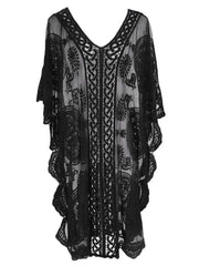 Hazel Blues® | Lace V-Neck Half Sleeve Cover-Up