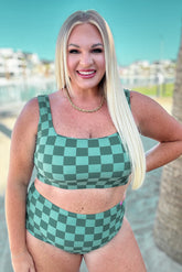 Hazel Blues® | Bali Checkered High Waisted Swim Bottoms