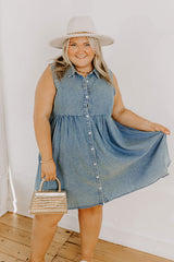 Ocean Retreat Chambray Mini Dress Curves