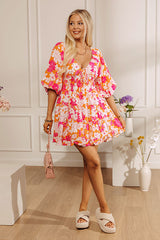 Whispering Muse Floral Mini Dress in Orange