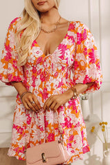 Whispering Muse Floral Mini Dress in Orange