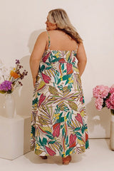 Tranquil Time Floral Midi Dress in Cream Curves