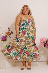 Tranquil Time Floral Midi Dress in Cream Curves