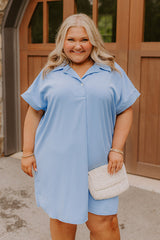 Effortless Radiance Shift Dress in Sky Blue Curves