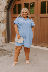 Effortless Radiance Shift Dress in Sky Blue Curves
