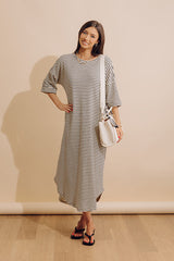 Beach Day Terry Stripe Maxi Dress in Cream