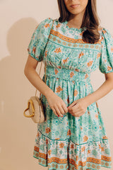 Sunday Strolls Floral Mini Dress in Mint