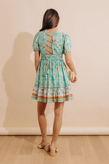Sunday Strolls Floral Mini Dress in Mint