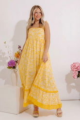 Boho Beauty Floral Maxi Dress in Marigold