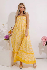 Boho Beauty Floral Maxi Dress in Marigold