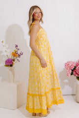 Boho Beauty Floral Maxi Dress in Marigold