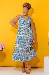 Tucson Sunsets Floral Tiered Maxi Dress Curves