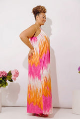 Vacay Mindset Satin Maxi Dress in Orange Curves