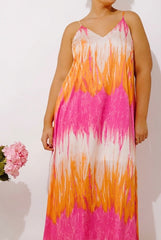 Vacay Mindset Satin Maxi Dress in Orange Curves