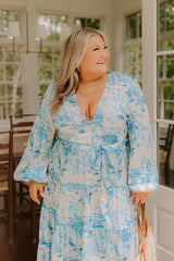 Chateau Chic Tiered Maxi Dress in Sky Blue Curves