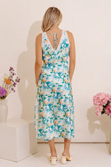 Resort Chic Satin Midi in Ocean Wave