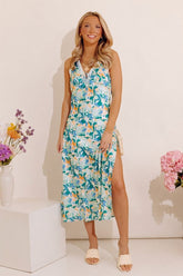Resort Chic Satin Midi in Ocean Wave