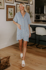 Living For Lake Life Chambray Mini Dress in Light Wash