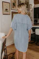 Living For Lake Life Chambray Mini Dress in Light Wash