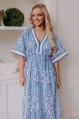 Art Gallery Social Midi Dress in Blue