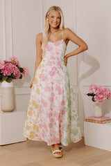 Loving Gaze Floral Color Block Maxi Dress