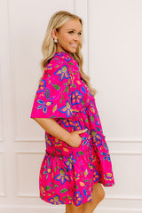 Charmed Feeling Floral Mini Dress in Hot Pink