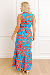 Boardwalk Stroll Floral Maxi Dress in Blue
