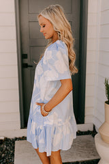 Serene Moment Floral Mini Dress in Sky Blue