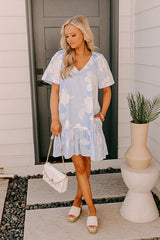 Serene Moment Floral Mini Dress in Sky Blue