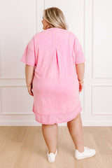 Block Party Ready Vintage Wash T-Shirt Mini Dress in Pink Curves