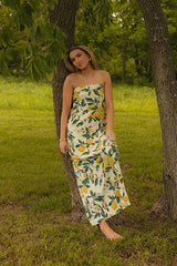 Bungalow Views Linen-Blend Maxi Dress in Yellow