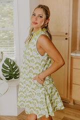 Get Into The Groove Floral Mini Dress in Lime