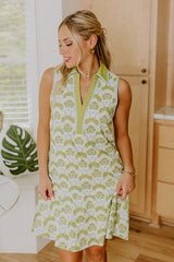 Get Into The Groove Floral Mini Dress in Lime