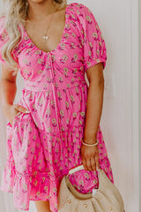 Floral Haven Mini Dress in Pink