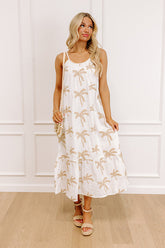 Palm Trees Please Embroidered Midi Dress