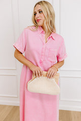 Lake Days Ahead Chambray Midi in Pink