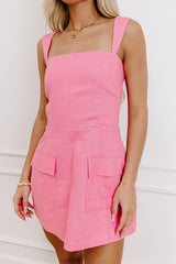Mimosas and Macarons Linen-Blend Romper Dress in Pink