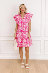 Garden Glance Floral Mini Dress in Blush