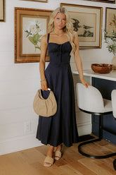 Willow Whisper Linen-Blend Midi Dress