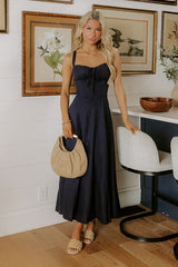 Willow Whisper Linen-Blend Midi Dress