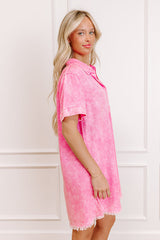 Backyard BBQ Chambray Mini Dress in Pink