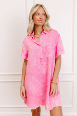 Backyard BBQ Chambray Mini Dress in Pink