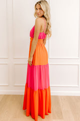 Sorbet On The Patio Color Block Maxi Dress
