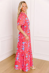 Brunch Babe Floral Maxi Dress in Red