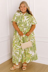 Island Oasis Button Down Midi Dress Curves