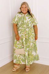 Island Oasis Button Down Midi Dress Curves