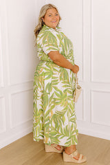 Island Oasis Button Down Midi Dress Curves