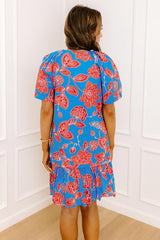 Serene Moment Floral Mini Dress in Ocean Blue