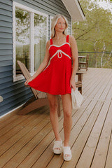 Sweet Talk Linen-Blend Mini Dress in Red